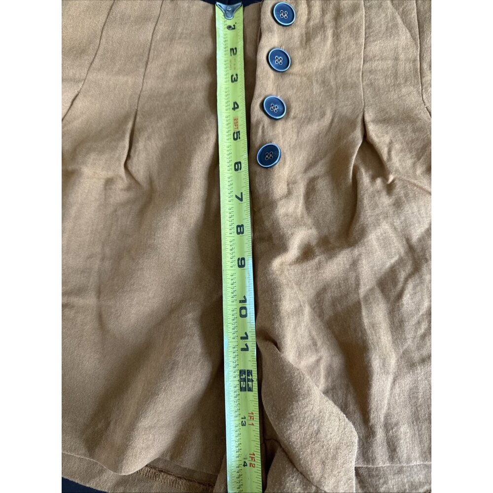 Lulus Womens High-Waisted Mustard Button-Front Shorts M - Picture 6 of 8